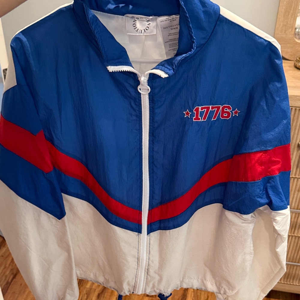 Blue and White 1776 Windbreaker Jacket